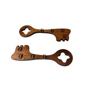Vintage Skeleton Key Holder Wood Handmade Wall Decor Holder Set Of 2 11‎ Inch